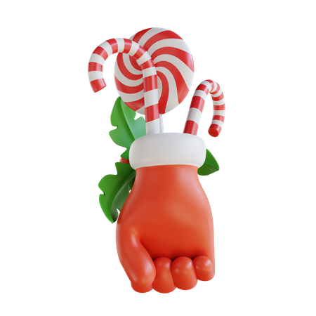 Christmas Gloves And Candy 3D Icon