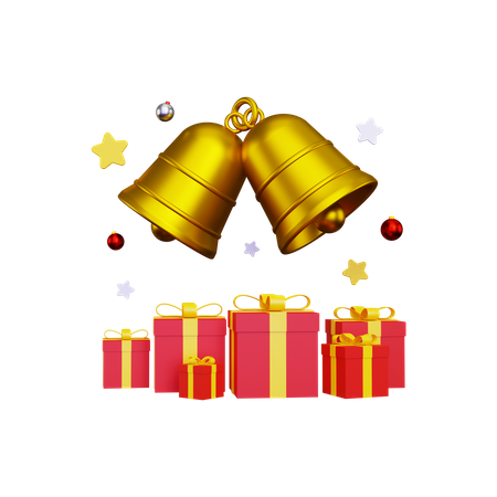 Christmas golden bell  3D Illustration