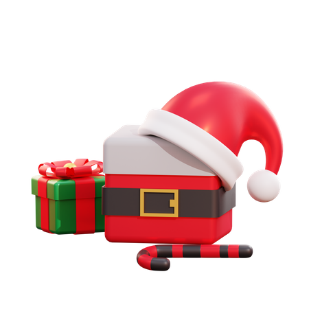 Christmas Green Giftbox And Santa Giftbox 3D Illustration