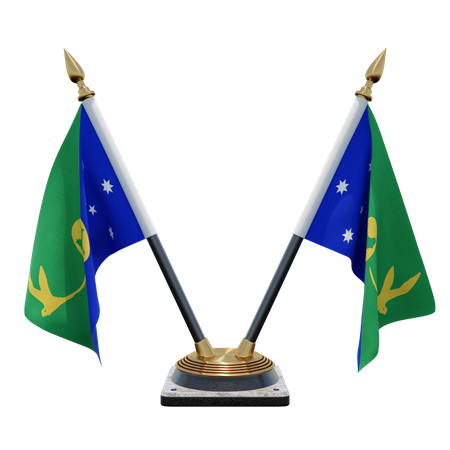 Christmas Island Double Desk Flag Stand  3D Flag