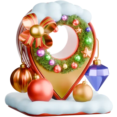 Christmas Location Pin  3D Icon