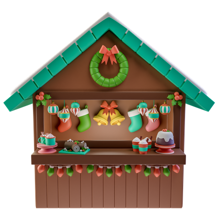 Christmas Market Stand  3D Icon