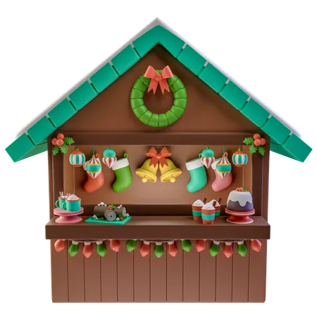 Christmas Market Stand  3D Icon