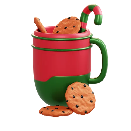 Christmas Mug And Cookie  3D Illustration