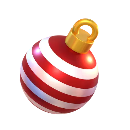 Festive 3 D Christmas Ball Icon In Red And White 3D Icon