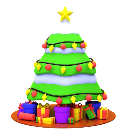 Christmas Pine Tree With Gift Boxes 3 D Illustration Christmas 3 D Icon Pack 3D Icon
