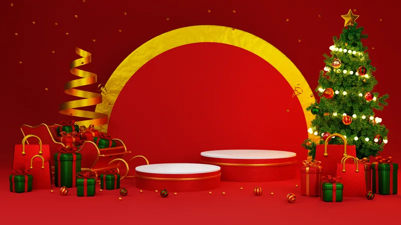 Christmas Podium  3D Illustration