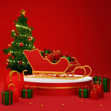 Christmas Podium  3D Illustration