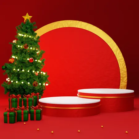 Christmas Podium  3D Illustration