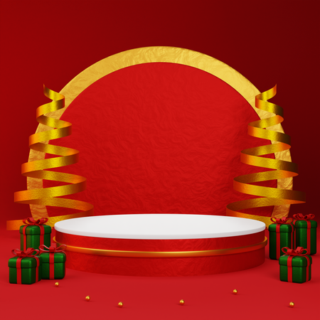 Christmas Podium  3D Illustration