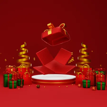 Christmas Podium 3D Illustration