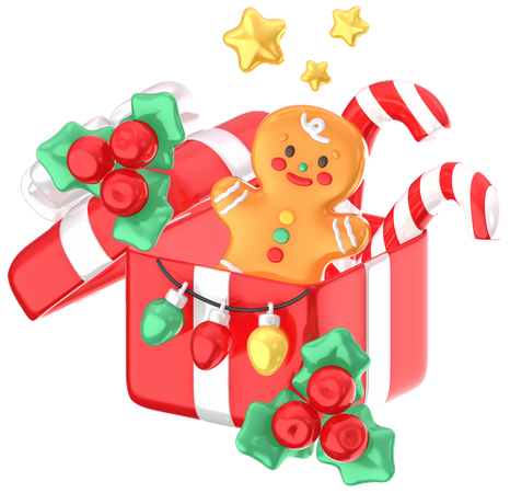 Christmas Present Gift Box  3D Icon
