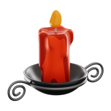 Christmas Red Candle  3D Icon