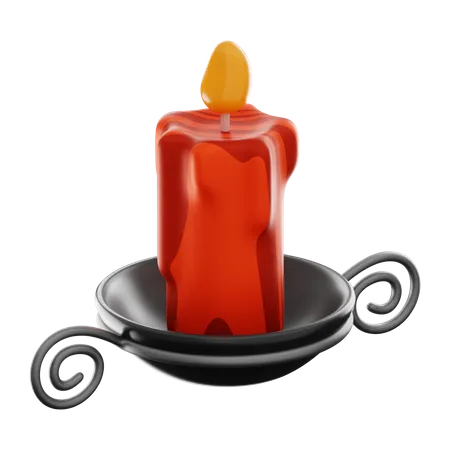Christmas Red Candle  3D Icon