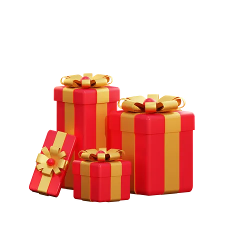 Christmas Red Giftbox  3D Illustration