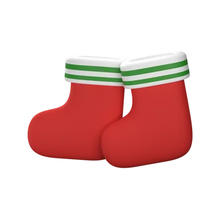 Christmas Red Sock With Green Stripe  3D Illustration