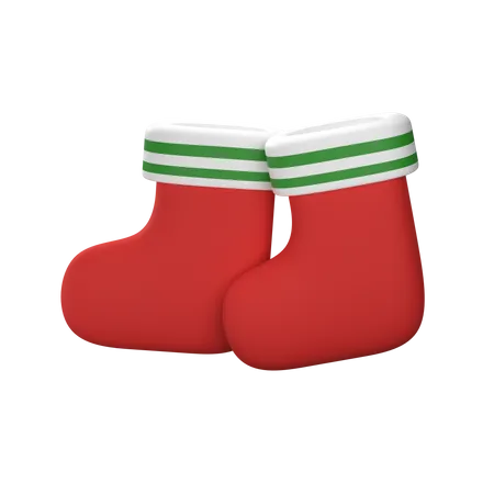 Christmas Red Sock With Green Stripe 3D Illustration