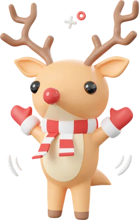 Cute Christmas Reindeer Christmas Theme Elements 3 D Illustration 3D Icon