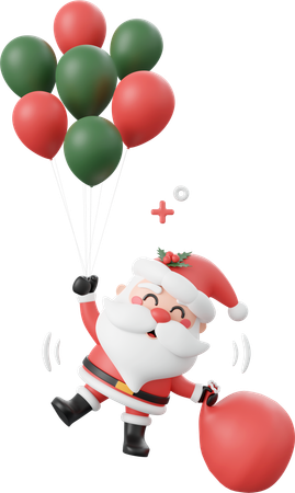 Christmas Santa Claus With Balloon  3D Icon