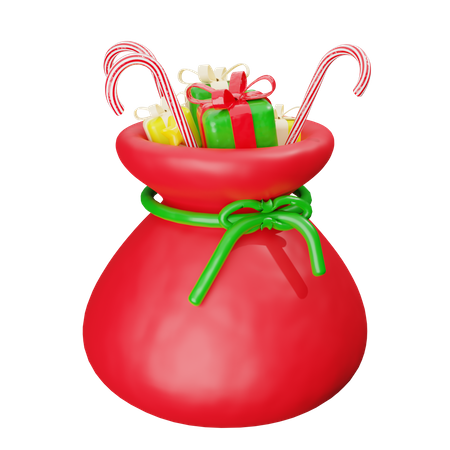 Christmas Santa Gift Bag 3D Icon