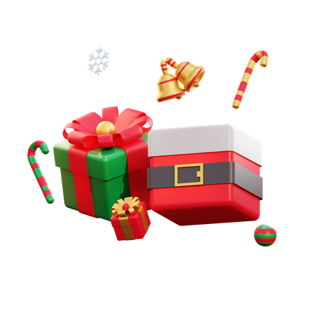Christmas Santa Giftbox And Candy 3D Illustration