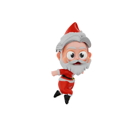 Christmas Santa Jumping  3D Illustration