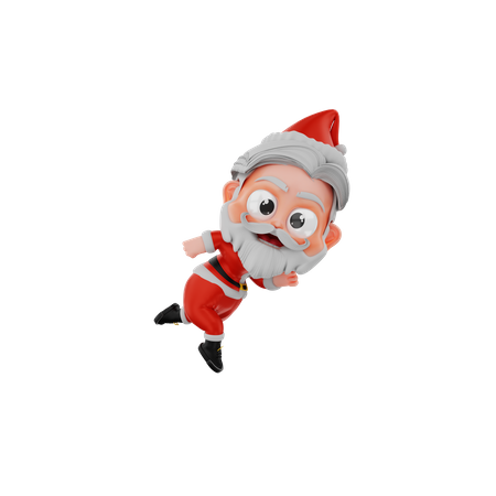 Christmas Santa Running  3D Illustration