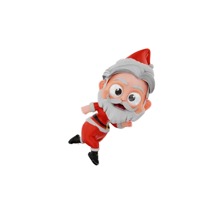 Christmas Santa Running  3D Illustration