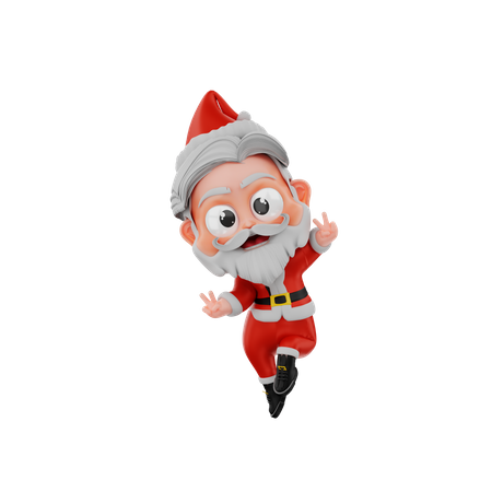 Christmas Santa Showing Peace Sign  3D Illustration