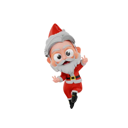 Christmas Santa Showing Peace Sign  3D Illustration