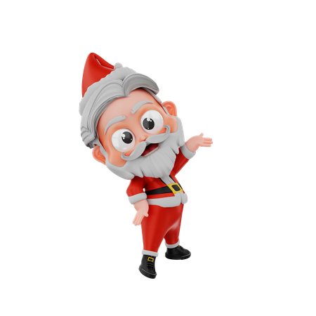 Christmas Santa Showing Something  3D Illustration
