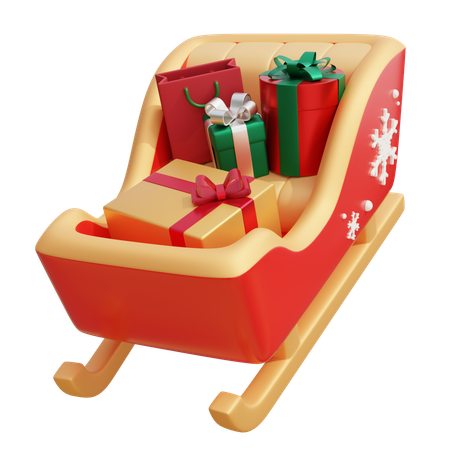 Christmas santa sleigh with gifts  3D Icon