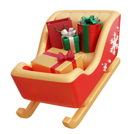 Christmas santa sleigh with gifts  3D Icon