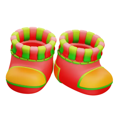 3 D Illustration Of Christmas Shoes 3D Icon