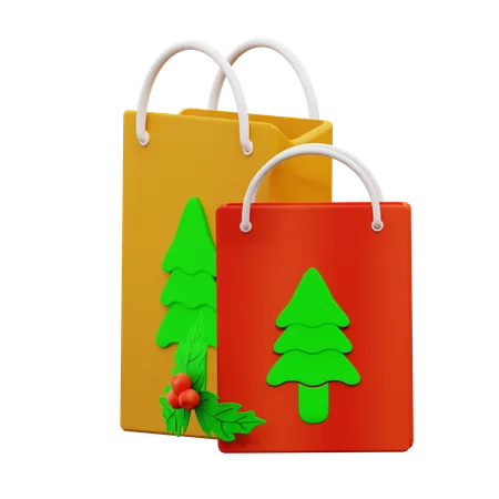 3 D Illustration Of Christmas Paper Bag 3D Icon