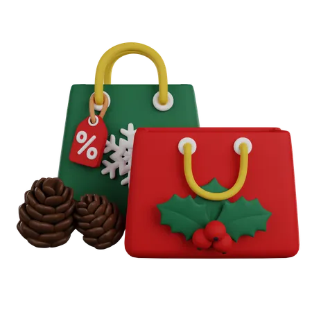 Christmas Shopping Bags 3 D Render 3D Icon