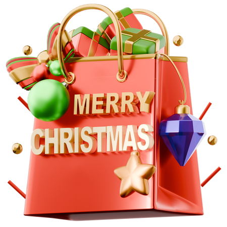 Christmas Shopping Bag  3D Icon