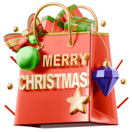 Christmas Shopping Bag  3D Icon