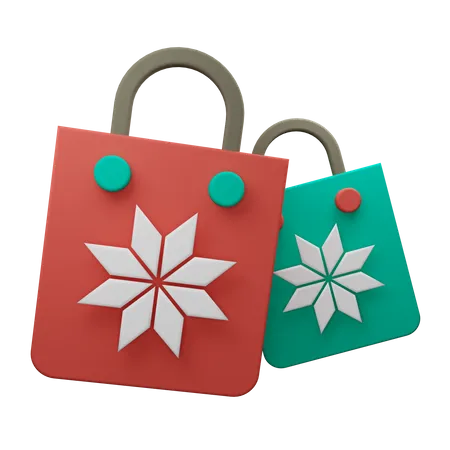 The Best Collection Of 3 D Christmas SHOPPING BAG Icons 3D Illustration