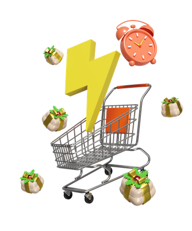 Christmas Shopping cart  3D Illustration