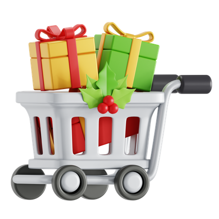 Christmas shopping trolley  3D Icon