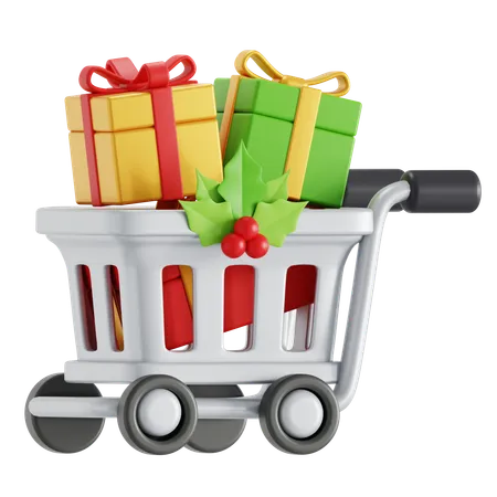 Christmas shopping trolley  3D Icon