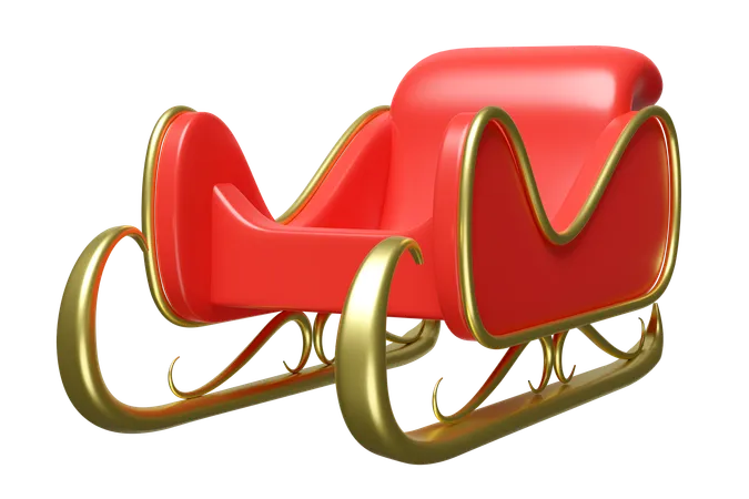 3 D Christmas Sleigh For Santa Claus Isolated Merry Christmas And Happy New Year 3 D Render Illustration 3D Illustration