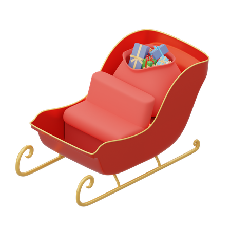 Christmas sleigh with gifts 3D Illustration