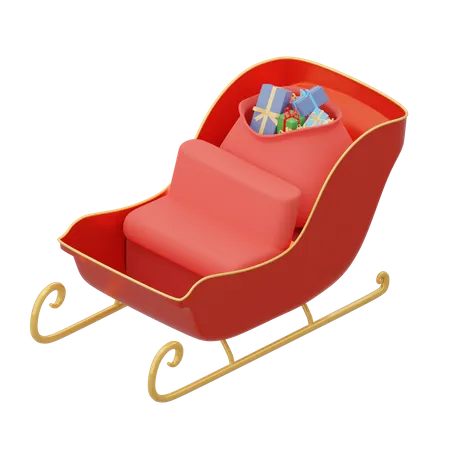 Christmas sleigh with gifts 3D Illustration
