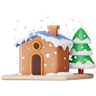 christmas home decoration and tree 3d logos
