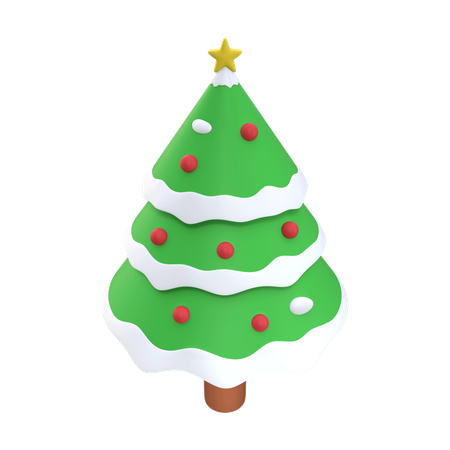 Christmas Snow Tree  3D Illustration