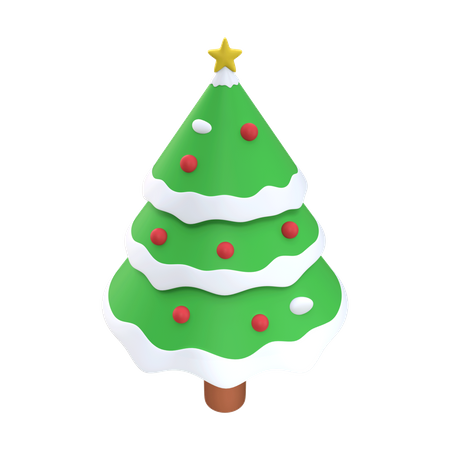 Christmas Snow Tree 3D Illustration