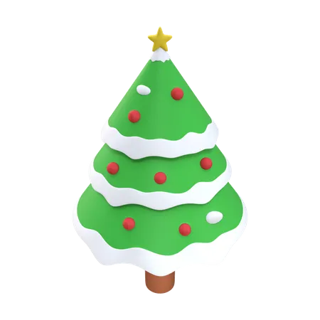 Christmas Snow Tree  3D Illustration