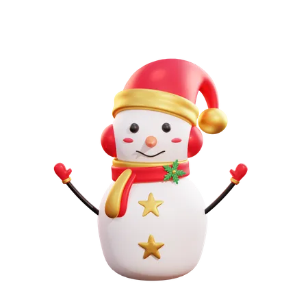 Christmas Snowman Wearing Headphone  3D Illustration